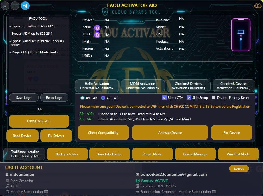 @ FAOU Activator Tools AIO [gsmcodeph] Refundable✅