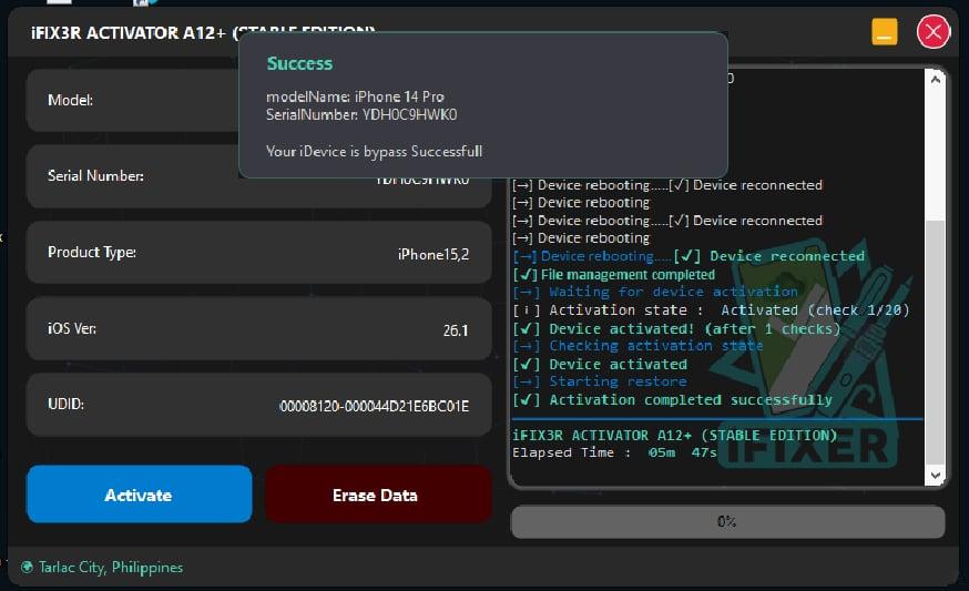 @ [XR XS XS-MAX Only with Signal] iFix3r Activator A12+ / China Not Supprted / No Refund