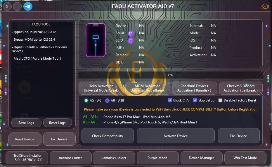 @ FAOU Activator Tools AIO [gsmcodeph] Refundable✅