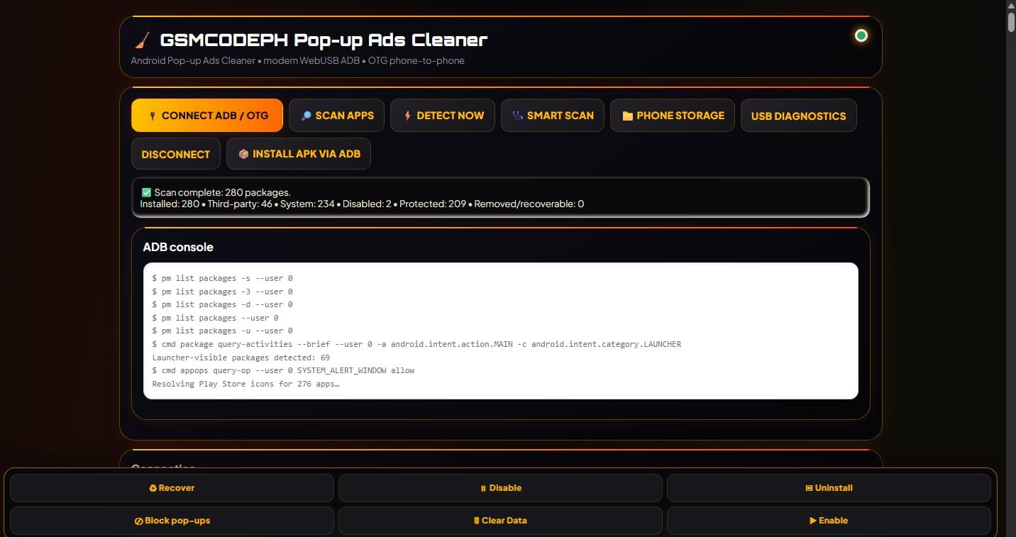 GSMCODEPH pop up ADS Cleaner [6 Hours]
