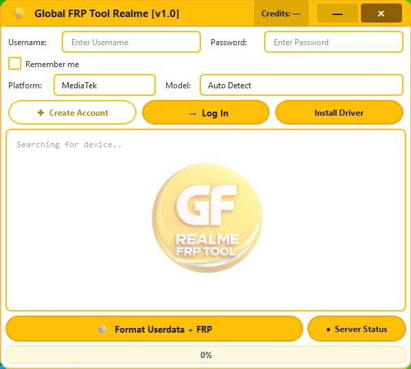 Global Frp Tool (GFT) Realme 1 Click FRP Unlock Credit Any Qty [Existing Account]